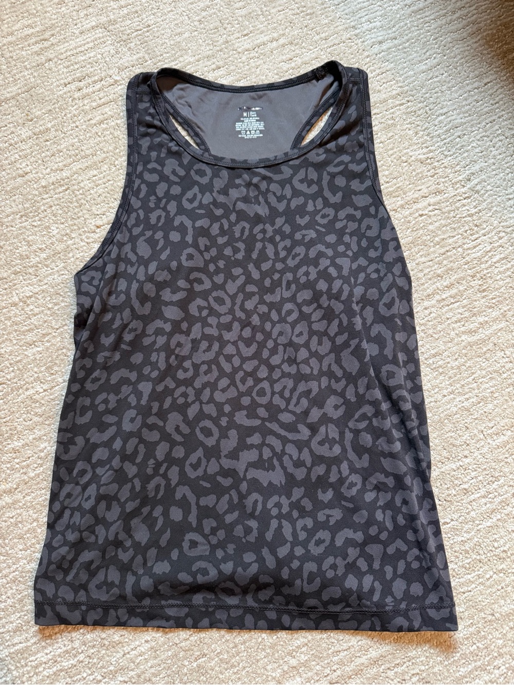 Women’s Black/Gray Leopard-Print Athletic Tank Top